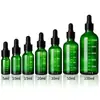 Botella gotero de 30 ml con punta de goma para dispensar aceite esencial, botella gotero con veta de madera, botella de vidrio verde de 15 ml con gotero de escala serigrafiado