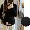 [Personalizado] Ropa de Maternidad Estilo Popular en Línea Camiseta de Color Sólido con Cuello en V para Mamás Embarazadas, Camiseta Básica Trendy Fruncida Adelgazante