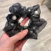 Anillo de color sólido para el intestino grueso con perla, estilo celebrante de internet coreano, accesorio para el cabello con cuerda de pelo para niña dulce del bosque