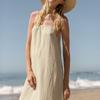 Liquidación de Vestido de Verano Versátil para Mujer con Tirantes, Tela de Algodón de Doble Capa, Estilo Vacacional, Vestido Único