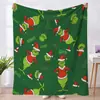 Manta de Franela del Grinch Manta para Oficina en Casa Manta para Siesta Sala de Estar Sofá Manta de Franela Otoño e Invierno
