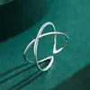 Anillo Abierto de Plata de Ley S925, Moderno y Único, Anillo con Diseño de Cruz Simple, Joyería de Plata de Ley Artística y Fresca al por Mayor