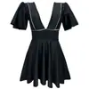 Traje de Baño para Mujer 2026 Nuevo Estilo de Alta Gama Negro con Escote en V Traje de Baño tipo Falda para Mujeres Ligeramente Gorditas, Oculta la Forma del Cuerpo y Te Hace Ver Más Delgada, Adecuado para Aguas Termales