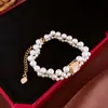 Pulsera Ajustable con Colgante de Zircón Cuadrado Perla Estilo Palacio Francés Pulsera Exquisita Joyería de Moda Elegante Retro