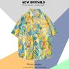Camisa de Verano Estilo Hong Kong Vintage Floral Manga Corta para Hombre Elegante Estilo Japonés Flor Hawaiana Pareja Camisa Delgada