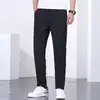 Calça Casual Simples de Verão Novo Estilo Transfronteiriça para Homens, Calça Masculina Versátil Elástica Fina de Seda de Gelo Estilo Coreano