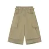 Verão Novo Plissado Silhueta Tridimensional Multibolsos Moderno Solto Perna Larga Shorts Cargo para Verão 2025