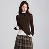 Camiseta Base Básica de Manga Larga con Cuello Alto Sencillo de Color Sólido para Mujer Otoño e Invierno Ajustada Prenda Interior Ropa para Mujer