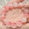 Pulsera de cristal alrededor del dedo con suave degradado de hielo a través de cuentas rosas, pulsera para estudiantes, niñas, juego de placa, cuentas redondas para enviar a sus amigas.