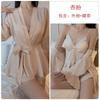 Pijama de Seda Hielo de Alta Gama Guiruo con Almohadillas en el Pecho, Tirantes, Shorts, Bata, Conjunto de Ropa para el Hogar de Tres Piezas para Mujer 3555