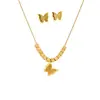 Nuevo collar de moda europea y americana con colgante de mariposa tridimensional cuadrado, cadena de hueso de serpiente redonda de acero de titanio, borla de mariposa animal