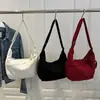 Versão Coreana Harajuku Grande Capacidade 2025 Cor Sólida Veludo Simples Bolsa de Ombro Classe Literária Ombro Único Transversal Bolsa de Dumpling