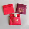 Bolsa de Veludo e Cetim Dupla Camada Cor Vinho com Zíper para Guardar Joias e Acessórios de Ouro Chinês com Embalagem com Zíper