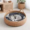 Ninho de palha artesanal para pet, ninho de gato, ninho de cachorro, adequado para todas as estações, resistente ao desgaste e a arranhões, cama de dormir de gato trançada, suprimentos para animais de estimação no atacado