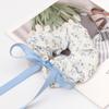 Tecido Floral Azul Fresco Pequeno Anel de Cabelo para Intestino Grosso Tira Listrada Borboleta Anel de Cólon Acessórios de Cabelo Estilo Universitário Cordinha de Cabelo Feminina