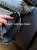 Calça jeans masculina vintage azul com céu estrelado e strass, calça com vibe high street americana, calça casual reta cleanfit