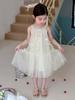Vestido de Malla Floral para Niña 2026 Verano Vestido de Gasa sin Mangas para Bebé Vestido de Princesa Vestido de Gasa Bordado Tridimensional
