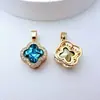 Pendente de Trevo de Quatro Folhas Banhado a Ouro Colorido Zircônia Inlaid DIY Brincos Artesanais Grampo de Cabelo Colar Acessórios de Joias Materiais
