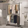 Perchero de Acero al Carbono de Pie para el Hogar Móvil Estante para Ropa Estante para Ropa de Interior Perchero de Dos Niveles Habitación de Alquiler Patio