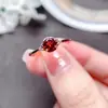 Anillo para Mujer de Plata Imitación 925 con Piedra Roja Granate Diseño Abierto Ins Estilo Simple Moda Regalo de Cumpleaños Estilo Japonés y Coreano