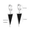Pendientes Triangulares de Personalidad Estilo Europeo y Americano, Tornillos de Acero Inoxidable, Clips Elegantes de Concha Blanca y Negra, Pendientes de Diseñador, Transfronterizo