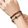 Jacarandá Preto Natural 06 Tendência Nacional Pulseira de Círculo Duplo Jade Azul Imitação Estilo Semi-Água Semi-Terra Pulseira Unissex