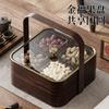 Nova tigela de frutas secas estilo chinês imitando madeira caixa de armazenamento de frutas secas à prova de umidade doméstica luxo leve retrô mesa de centro de sala de estar com tampa caixa de doces