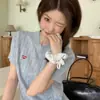 2026 Nuevo Top de Punto Coreano de Verano Delgado con Giro Manga Corta para Mujeres Petites
