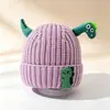 Gorro tejido divertido con forma de dinosaurio para niños, gorro de lana cálido para otoño e invierno que cubre las orejas del bebé, bonito gorro de punto para niños y niñas