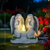 Luz Exterior de Ángel de Oración Hermoso Alimentada por Energía Solar Transfronteriza, Luz para Jardín y Césped, Luz Nocturna de Decoración para el Hogar