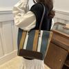 Bolso de Hombro Grande de Capacidad Estilo Coreano para Mujer 2026 Nuevo Modelo Bolso de Mano Simple Rayas Verticales Bolso Tote Casual Bolso de Moda