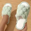 Pantuflas Peludas Populares Transfronterizas con Punta Cerrada para Otoño e Invierno, Zapatos de Felpa para Interiores de Mujer, Zapatos de Algodón Cálidos y Gruesos
