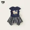 Ropa para Niños Yingsibo Conjunto de Verano para Niñas Manga Corta Elegante Falda Corta Ropa para Niños Conjunto de Dos Piezas Moderno para Niñas