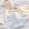Calzones de Algodón Puro Antibacteriano para Mujer, Lindos Calzones de Color Sólido con Lazo Dulce para Niña Estudiante