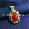 Novo pingente de calcedônia cloisonne calcedônia verde ágata vermelha galinha ágata amarela suéter corrente incrustada pingente bens vivos