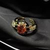 Anillo abierto vintage de la Edad Media, de alta calidad, lujo ligero, traje, anillo antiguo de oro de la industria pesada retro francesa para mujer
