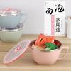 Tigela de macarrão instantâneo de aço inoxidável 304 grossa com tampa, copo de macarrão instantâneo com isolamento de camada dupla, lancheira fresca para estudantes, caixa de bento