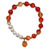 Pulseira de cristal ágata estilo coreano Ins círculo único moda feminina pulseira de pérola de água doce pêssego joias