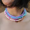 Estilo de Playa de Verano Europeo y Americano Nuevo Collar Hecho a Mano para Mujer Uso Apilado Cadena de Clavícula con Cuentas de Colores Cadena de Collar de Cerámica Blanda DIY