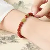 Pulseira de cabaça de ágata vermelha natural 2026, um design de nicho e luxuoso para mulheres, apresentando contas delicadas de calcedônia e contas soltas