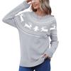 Suéter de Natal Europeu e Americano Cruzado Outono e Inverno Comércio Exterior para Mulheres, Tricô Solto Jacquard Gola Redonda Versátil Casual Pulôver