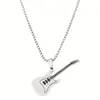 Collar de Guitarra de Acero Inoxidable Transfronterizo Europeo y Americano Llavero Creativo Collar de Guitarra Retro de Acero Inoxidable Regalo Transfronterizo
