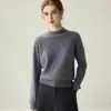 Suéter feminino de cashmere com gola alta discreta, nova malha versátil de caimento solto para outono e inverno, pulôver de manga longa