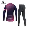 Roupas de Ciclismo de Outono Xingheng Letra Feminina Nova Roupa de Ciclismo com Absorção de Umidade e Calça Roupa de Ciclismo Estampada Top Longo