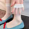 Meias de ballet estilo Miu para mulheres, meias finas de verão até a panturrilha, meias longas brancas respiráveis ultrafinas estilo coreano, meias empilhadas