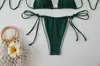 2024 Nuevo Traje de Baño Sexy Europeo y Americano para Mujer Bikini de Color Sólido con Tiras de Triángulo