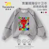 Sudadera para Niños Sprunki Rhythm Box Estilo Primavera y Otoño Bloques de Color para Niños Manga Raglán Cuello Redondo Superior Moderno