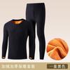 Traje Caliente de Terciopelo Dorado para Hombre Otoño e Invierno Nuevo Casual Talla Grande Forrado de Felpa Cuello Redondo Camiseta Color Sólido Conjunto de Dos Piezas de Moda
