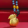 Pingente de Guanyin Buda em jade com incrustação de ouro Pingente de ouro espesso 4D Bolsa de ouro Buda Maitreya de jade Pé de Guanyin Ouro corajoso atacado