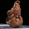 Pieza de Mano de Calabaza Tallada de Dragón de Madera de Águila con Múltiples Niños y Bendiciones, Colgante de Talla de Madera para Colgar o Juego Portátil, Adorno Artesanal